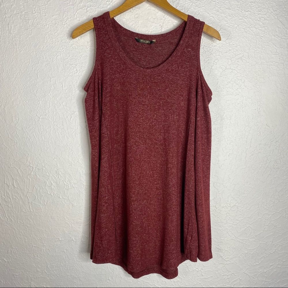 Peyton Jensen Red Open Shoulder Long Sleeve Shirt